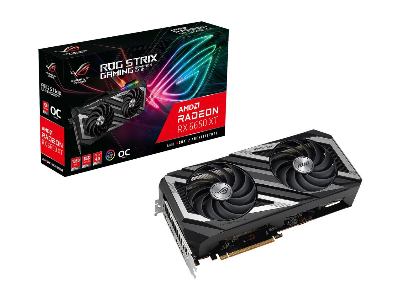 ASUS ROG Strix AMD Radeon RX 6650 XT OC Edition Gaming Graphics Card (AMD RDNA 2, PCIe 4.0, 8GB GDDR6, HDMI 2.1, DisplayPort 1.4a, Axial-tech Fan Design, Super Alloy Power II, GPU Tweak II)