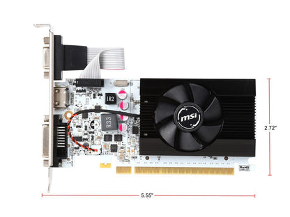 MSI GeForce GT 730 DirectX 12 N730K-2GD5LP/OC 2GB 64-Bit GDDR5 PCI Express 2.0 x16 HDCP Ready Video Card