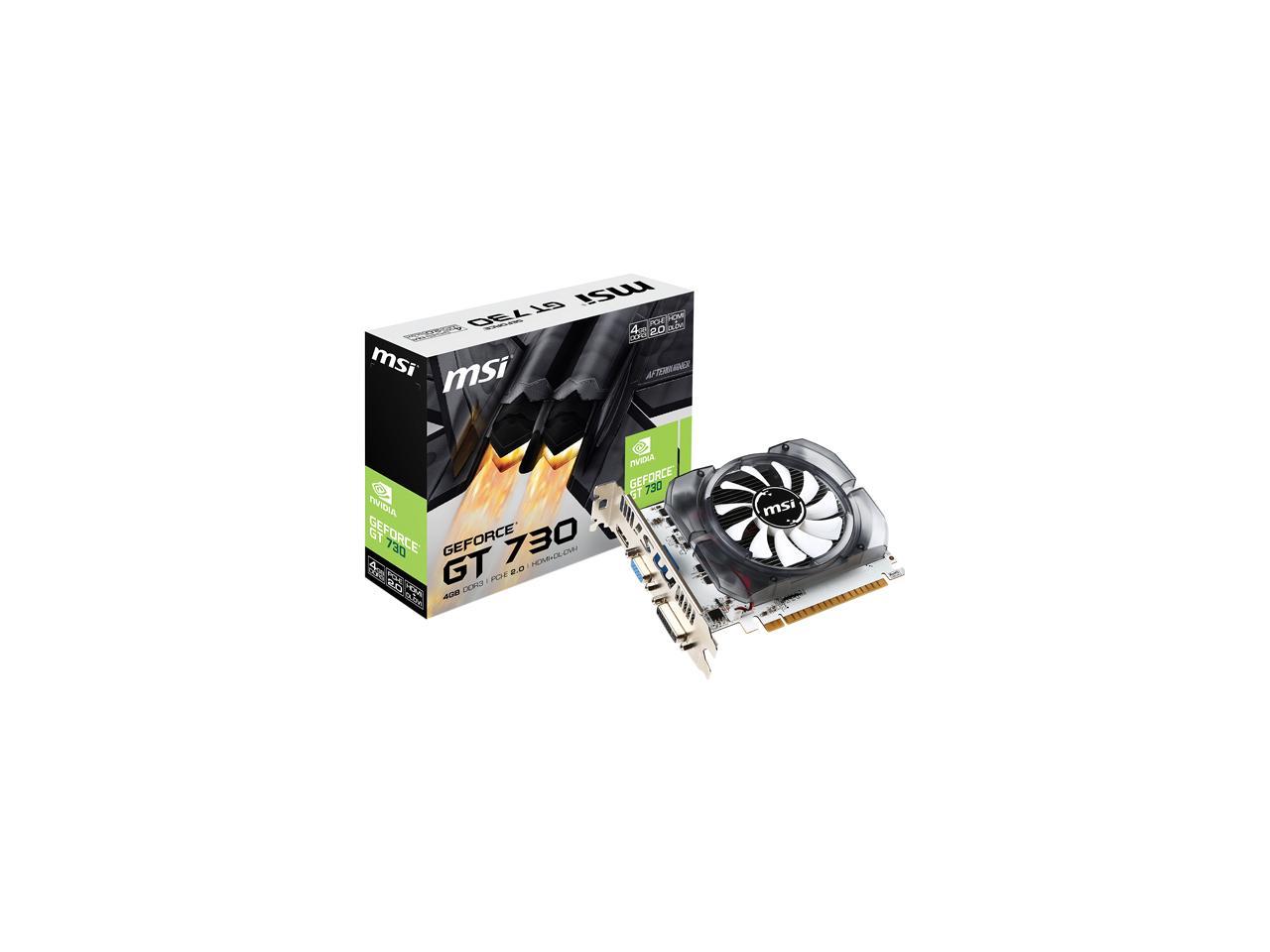 MSI GeForce GT 730 DirectX 12 N730-4GD3V2 4GB 128-Bit DDR3 PCI Express 2.0 x16 HDCP Ready ATX Video Card
