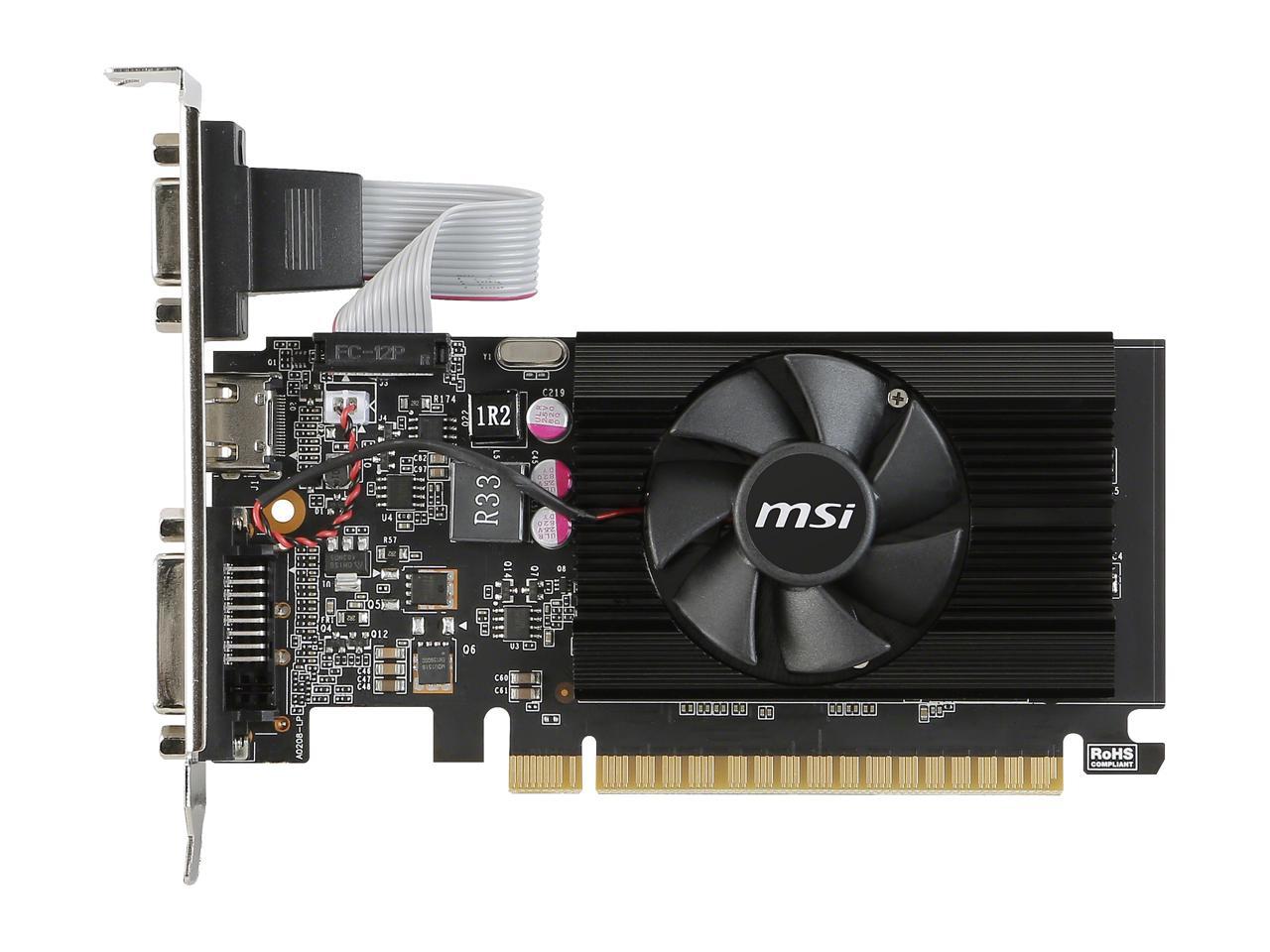 MSI GeForce GT 710 DirectX 12 GT 710 2GD3 LP 2GB 64-Bit DDR3 PCI Express 2.0 HDCP Ready Low Profile Video Card