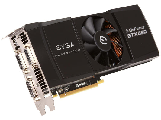 EVGA GTX 590 CLASSIFIED Limited Edition 3GB 768-bit GDDR5 PCI express 2.0 x16, 3xDual-Link DVI, DisplayPort, HDCP Ready, QUAD SLI Ready, PhysX, 3D Vision Surround Support Video Card, 03G-P3-1598-AR