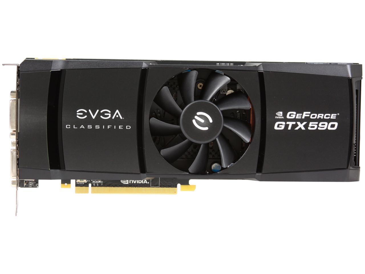 EVGA GTX 590 CLASSIFIED Limited Edition 3GB 768-bit GDDR5 PCI express 2.0 x16, 3xDual-Link DVI, DisplayPort, HDCP Ready, QUAD SLI Ready, PhysX, 3D Vision Surround Support Video Card, 03G-P3-1598-AR