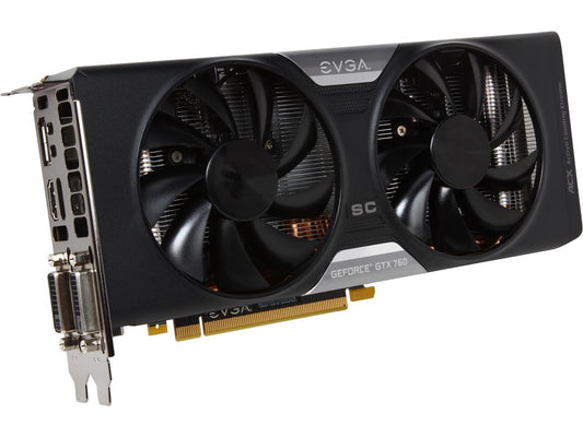 EVGA 02G-P4-3765-KR G-SYNC Support GeForce GTX 760 2GB 256-bit GDDR5 PCI Express 3.0 SLI Support Dual Superclocked w/ EVGA ACX Cooler Video Card