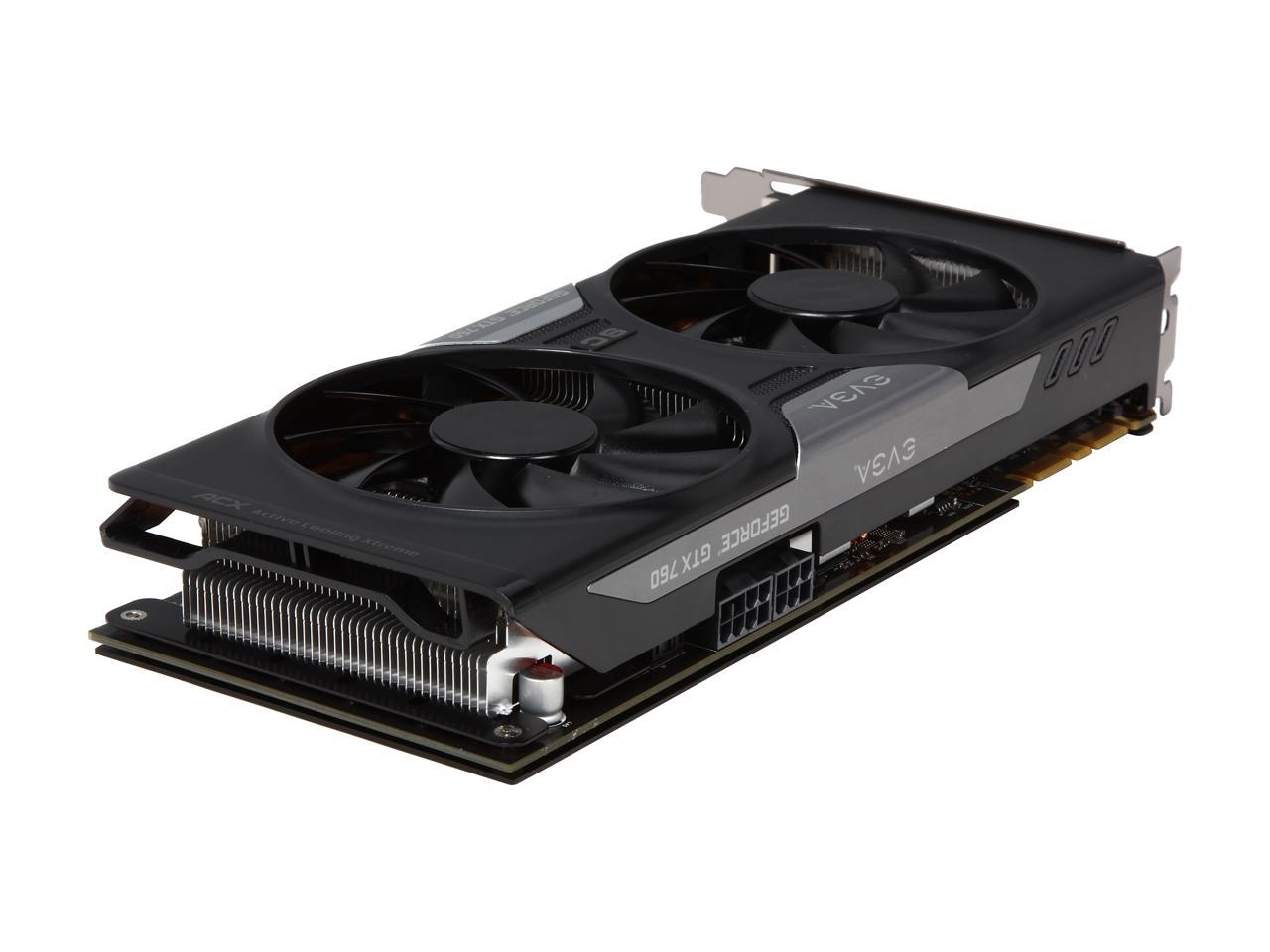 EVGA 02G-P4-3765-KR G-SYNC Support GeForce GTX 760 2GB 256-bit GDDR5 PCI Express 3.0 SLI Support Dual Superclocked w/ EVGA ACX Cooler Video Card