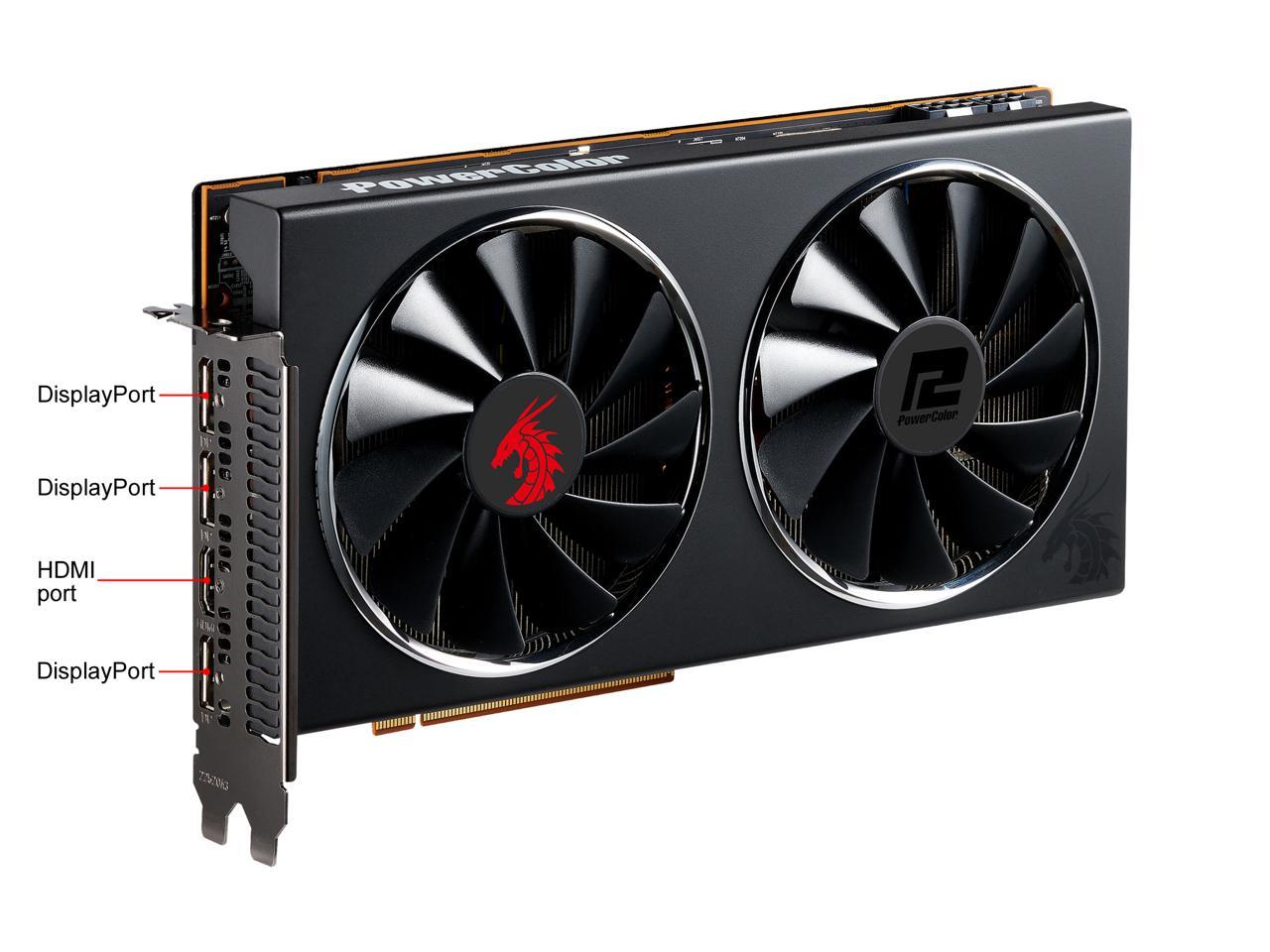 PowerColor RED DRAGON Radeon RX 5700 XT DirectX 12 AXRX 5700 XT 8GBD6-3DHR/OC 8GB 256-Bit GDDR6 PCI Express 4.0 CrossFireX Support ATX Video Card