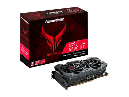 PowerColor RED DEVIL Radeon RX 5600 XT DirectX 12 AXRX 5600XT 6GBD6-3DHE/OC 6GB 192-Bit GDDR6 PCI Express 4.0 CrossFireX Support ATX Video Card