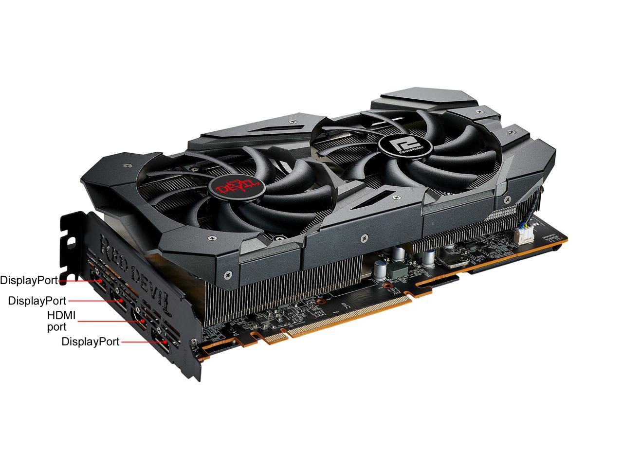 PowerColor RED DEVIL Radeon RX 5600 XT DirectX 12 AXRX 5600XT 6GBD6-3DHE/OC 6GB 192-Bit GDDR6 PCI Express 4.0 CrossFireX Support ATX Video Card