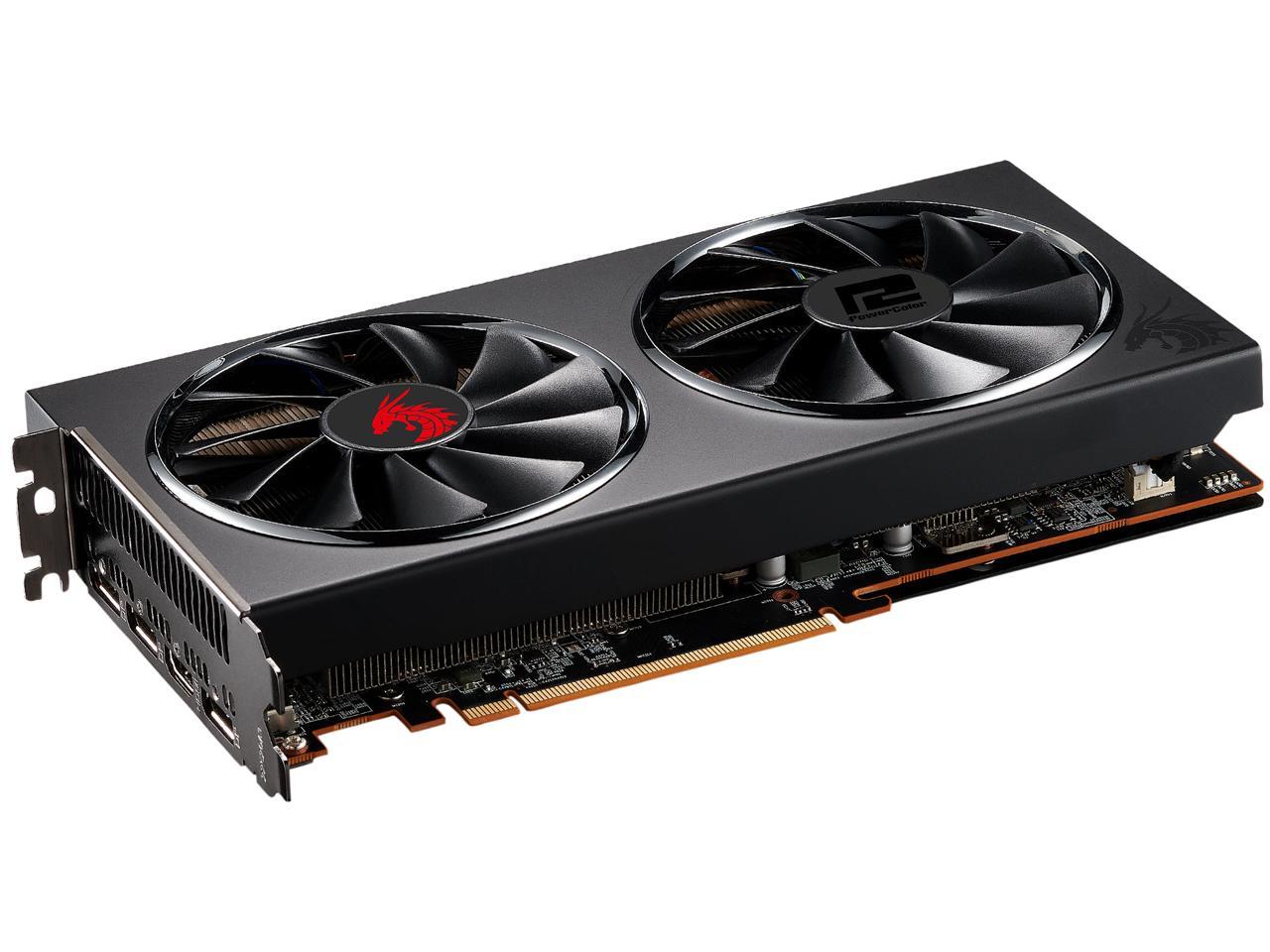 PowerColor RED DRAGON Radeon RX 5600 XT DirectX 12 AXRX 5600XT 6GBD6-3DHR/OC 6GB 192-Bit GDDR6 PCI Express 4.0 CrossFireX Support ATX Video Card
