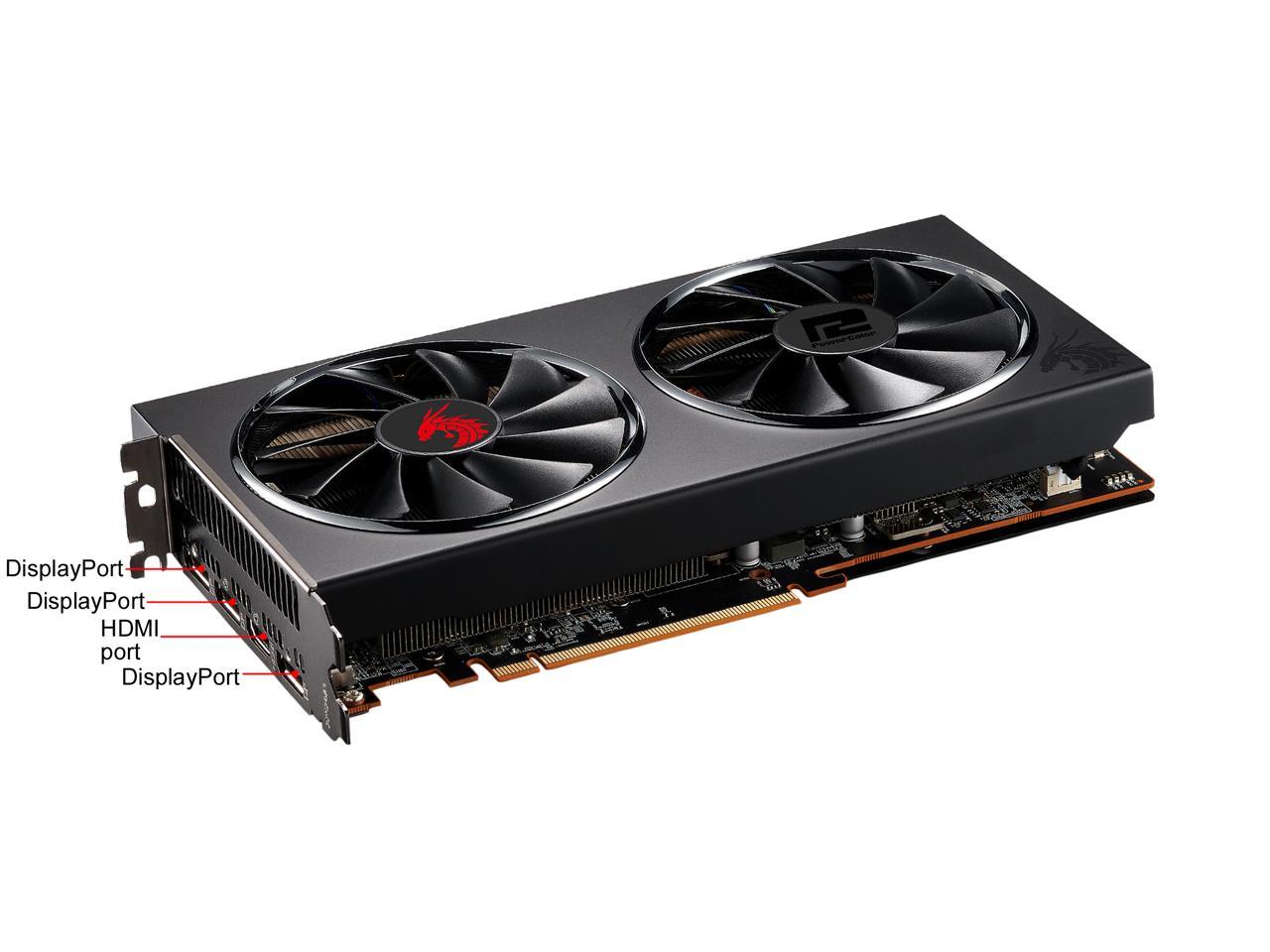 PowerColor RED DRAGON Radeon RX 5600 XT DirectX 12 AXRX 5600XT 6GBD6-3DHR/OC 6GB 192-Bit GDDR6 PCI Express 4.0 CrossFireX Support ATX Video Card
