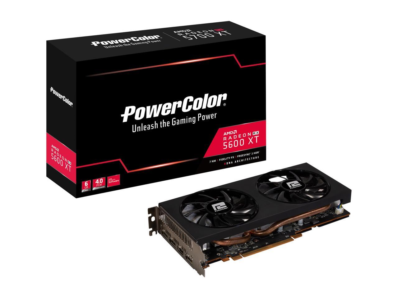 PowerColor Radeon RX 5600 XT DirectX 12 AXRX 5600 XT 6GBD6-3DHV2/OC 6GB 192-Bit GDDR6 PCI Express 4.0 Video Card