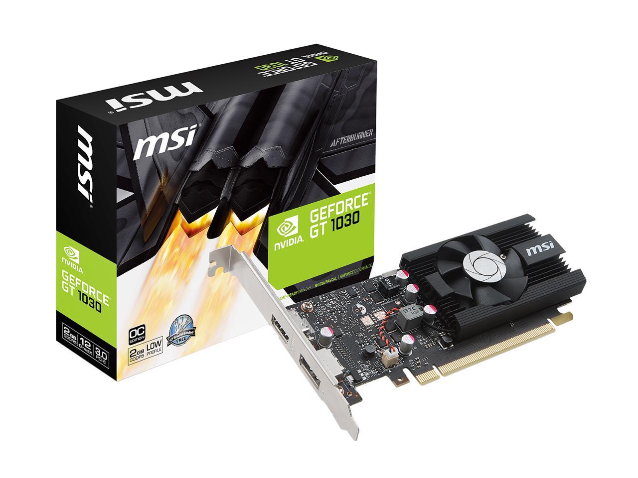 MSI GeForce GT 1030 DirectX 12 GT 1030 2G LP OC 2GB 64-Bit GDDR5 PCI Express 3.0 x16 (uses x4) HDCP Ready Low Profile Video Card
