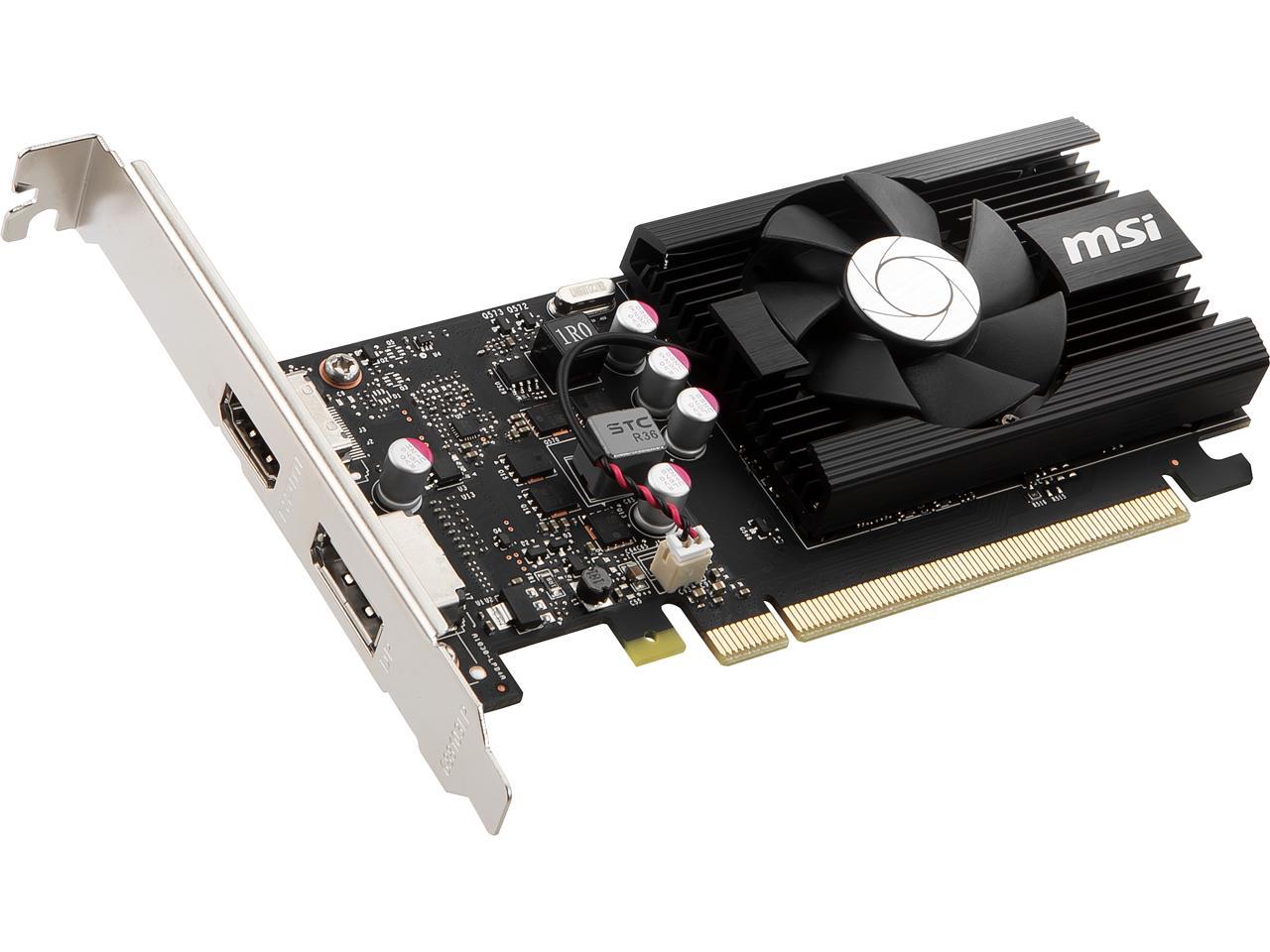MSI GeForce GT 1030 DirectX 12 GT 1030 2GD4 LP OC 2GB 64-Bit DDR4 PCI Express 3.0 x16 (Uses x4) HDCP Ready Low Profile Video Card