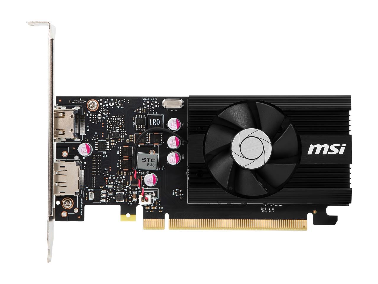MSI GeForce GT 1030 DirectX 12 GT 1030 2GD4 LP OC 2GB 64-Bit DDR4 PCI Express 3.0 x16 (Uses x4) HDCP Ready Low Profile Video Card