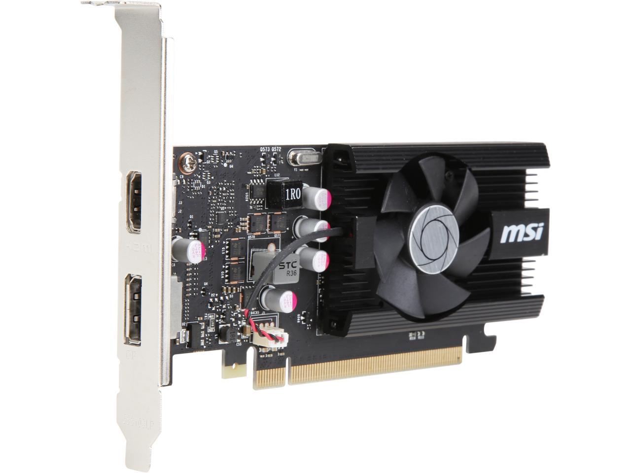 MSI GeForce GT 1030 DirectX 12 GT 1030 2GD4 LP OC 2GB 64-Bit DDR4 PCI Express 3.0 x16 (Uses x4) HDCP Ready Low Profile Video Card