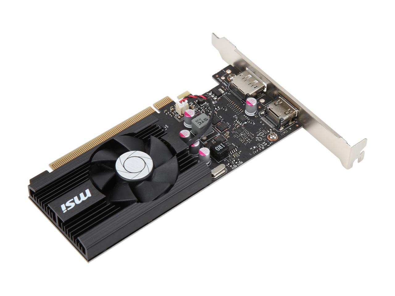 MSI GeForce GT 1030 DirectX 12 GT 1030 2GD4 LP OC 2GB 64-Bit DDR4 PCI Express 3.0 x16 (Uses x4) HDCP Ready Low Profile Video Card
