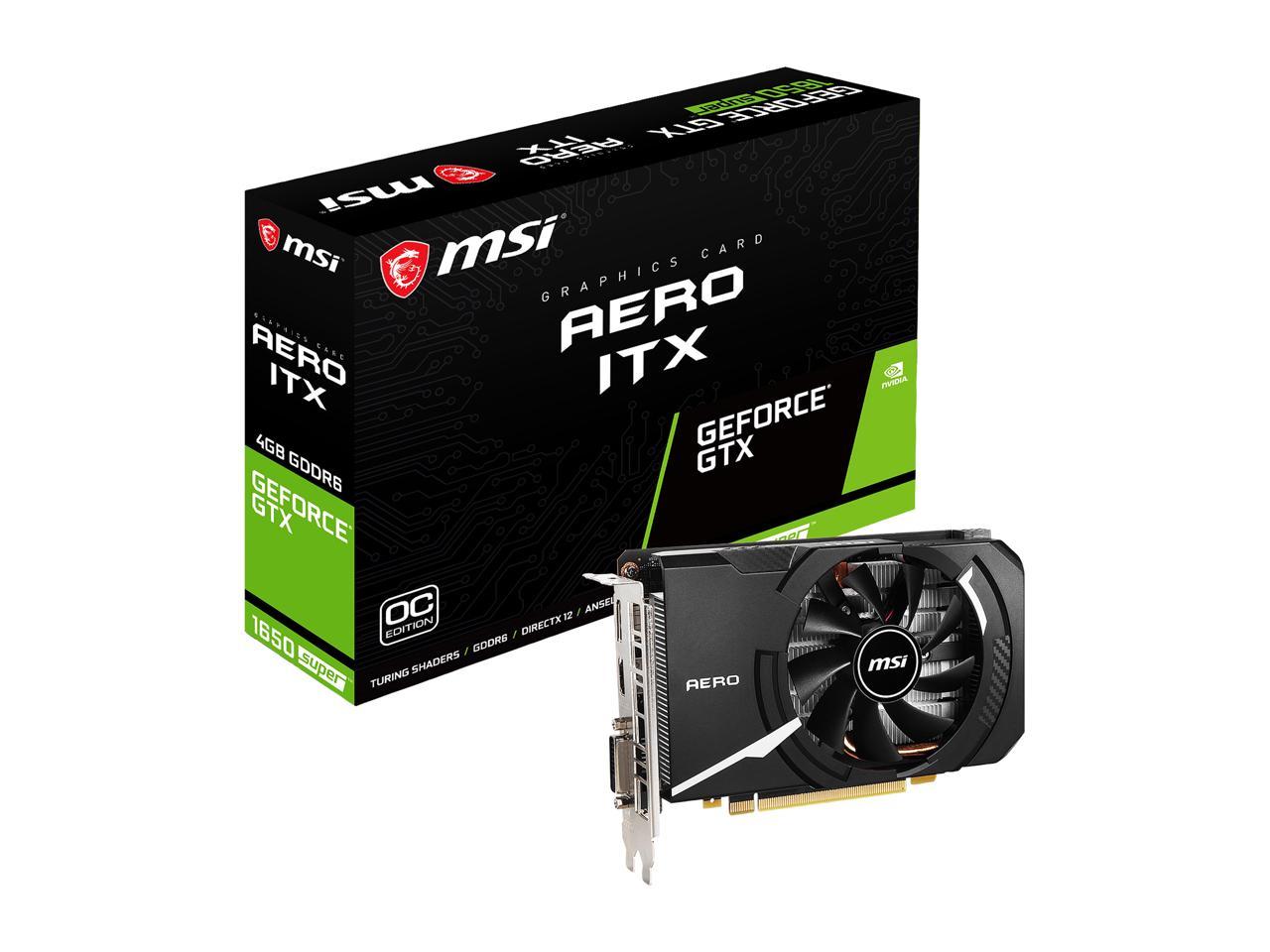 MSI GeForce GTX 1650 SUPER DirectX 12 GTX 1650 Super AERO ITX OC 4GB 128-Bit GDDR6 PCI Express 3.0 x16 HDCP Ready ITX Video Card
