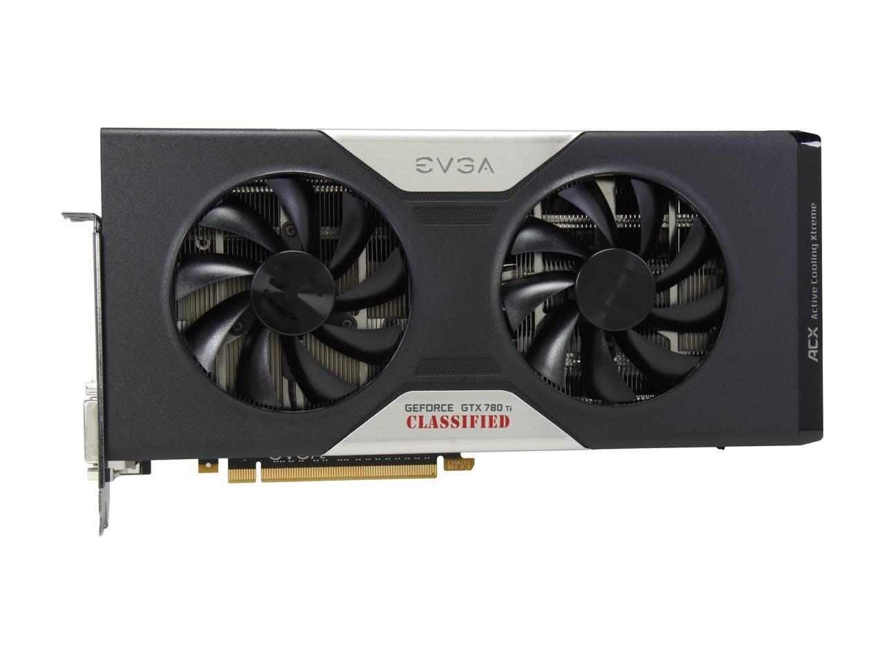 EVGA 03G-P4-2888-KR G-SYNC Support GeForce GTX 780 Ti Dual Classified w/ EVGA ACX Cooler 3GB 384-bit GDDR5 PCI Express 3.0 SLI Support Video Card