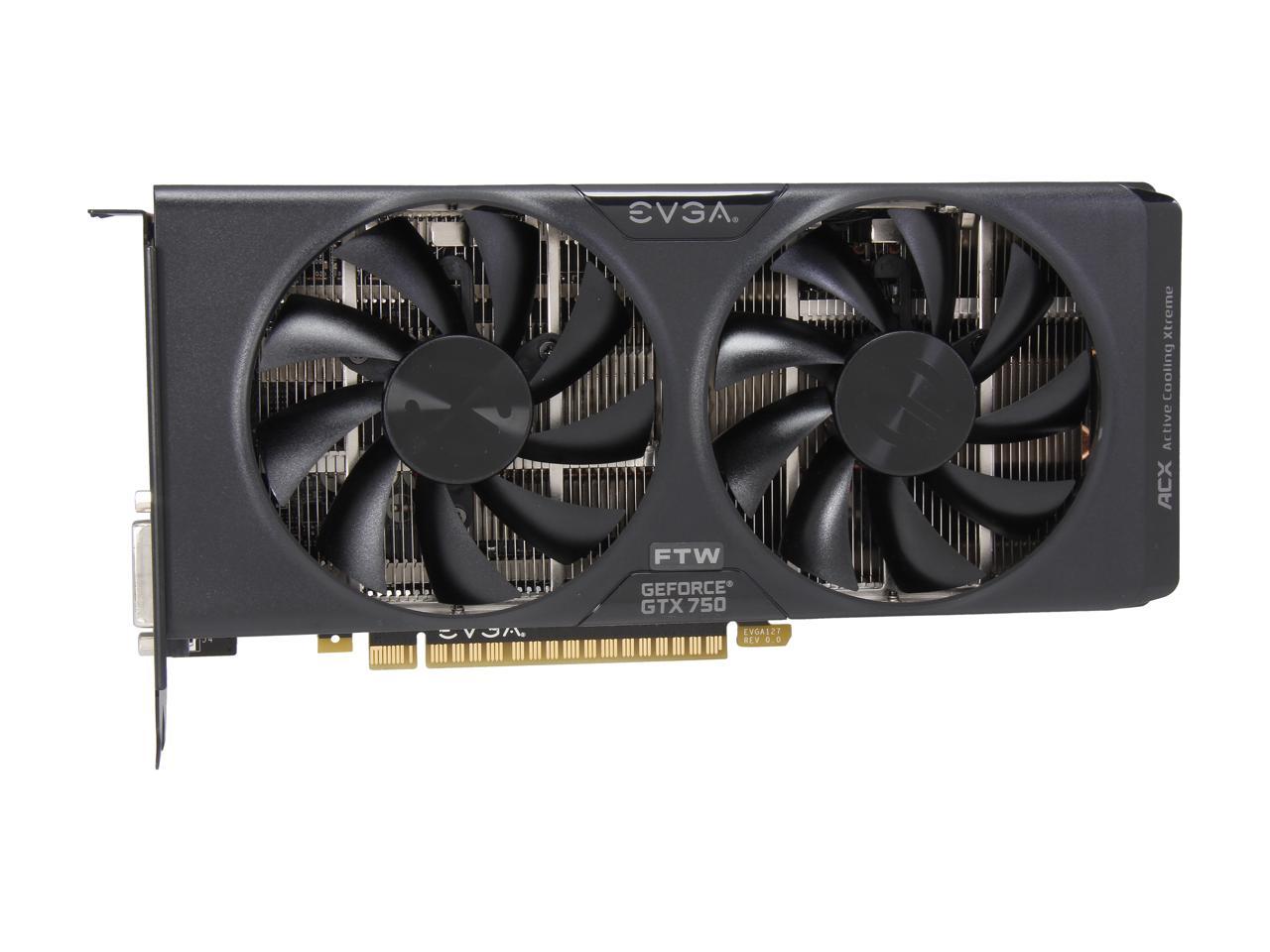 EVGA 01G-P4-2757-KR G-SYNC Support GeForce GTX 750 1GB 128-Bit GDDR5 PCI Express 3.0 FTW w/ ACX Cooler Video Card