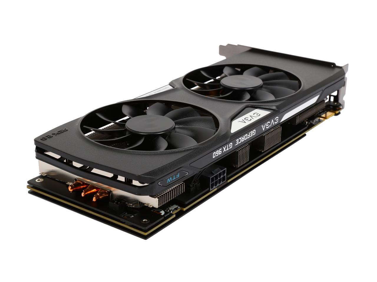 EVGA GeForce GTX 960 DirectX 12 02G-P4-2968-KR 2GB 128-Bit GDDR5 PCI Express 3.0 x16 HDCP Ready SLI Support FTW ACX 2.0+ Video Card
