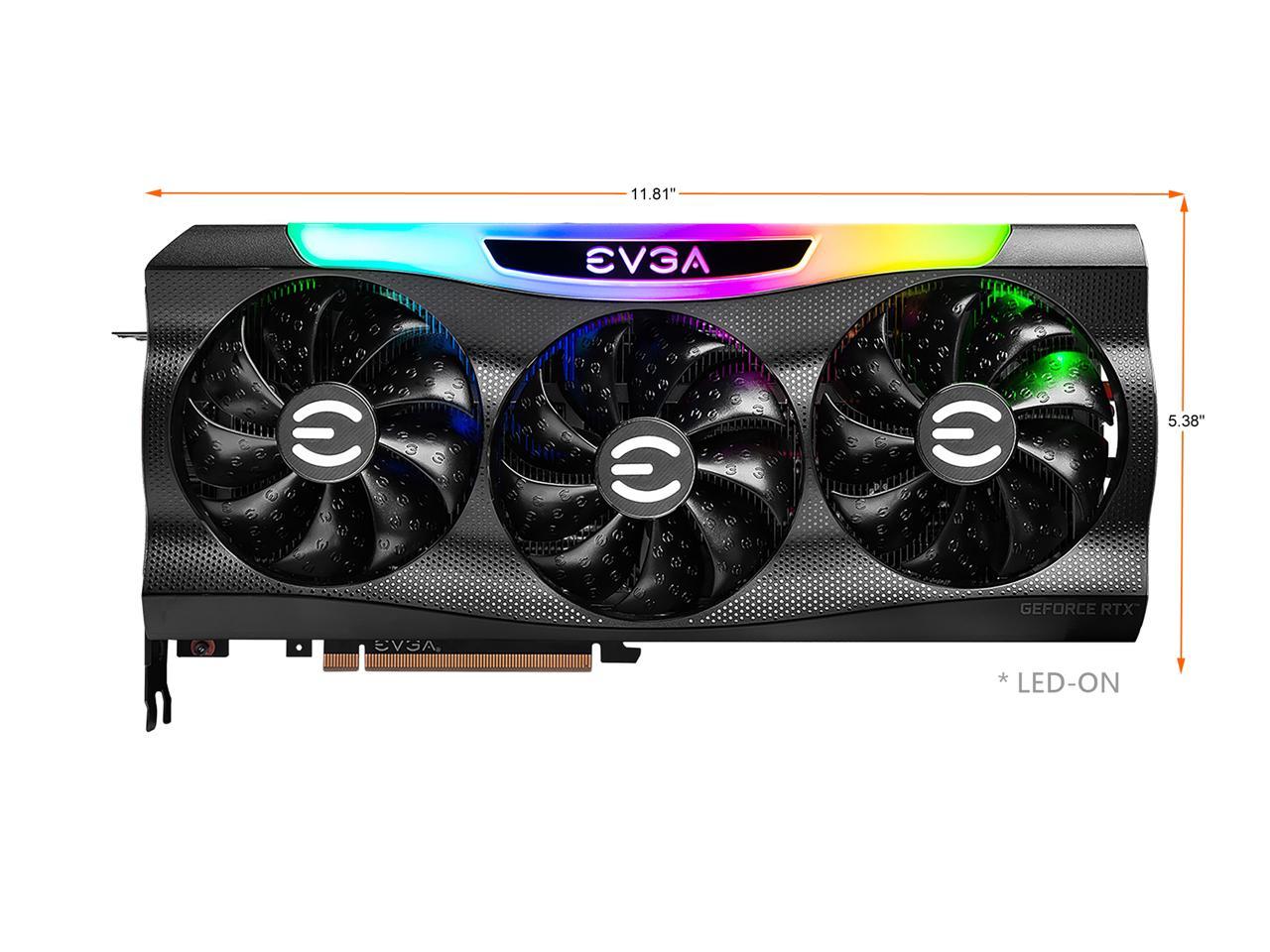 EVGA GeForce RTX 3080 FTW3 ULTRA GAMING Video Card, 10G-P5-3897-KL, 10GB GDDR6X, iCX3 Technology, ARGB LED, Metal Backplate, LHR