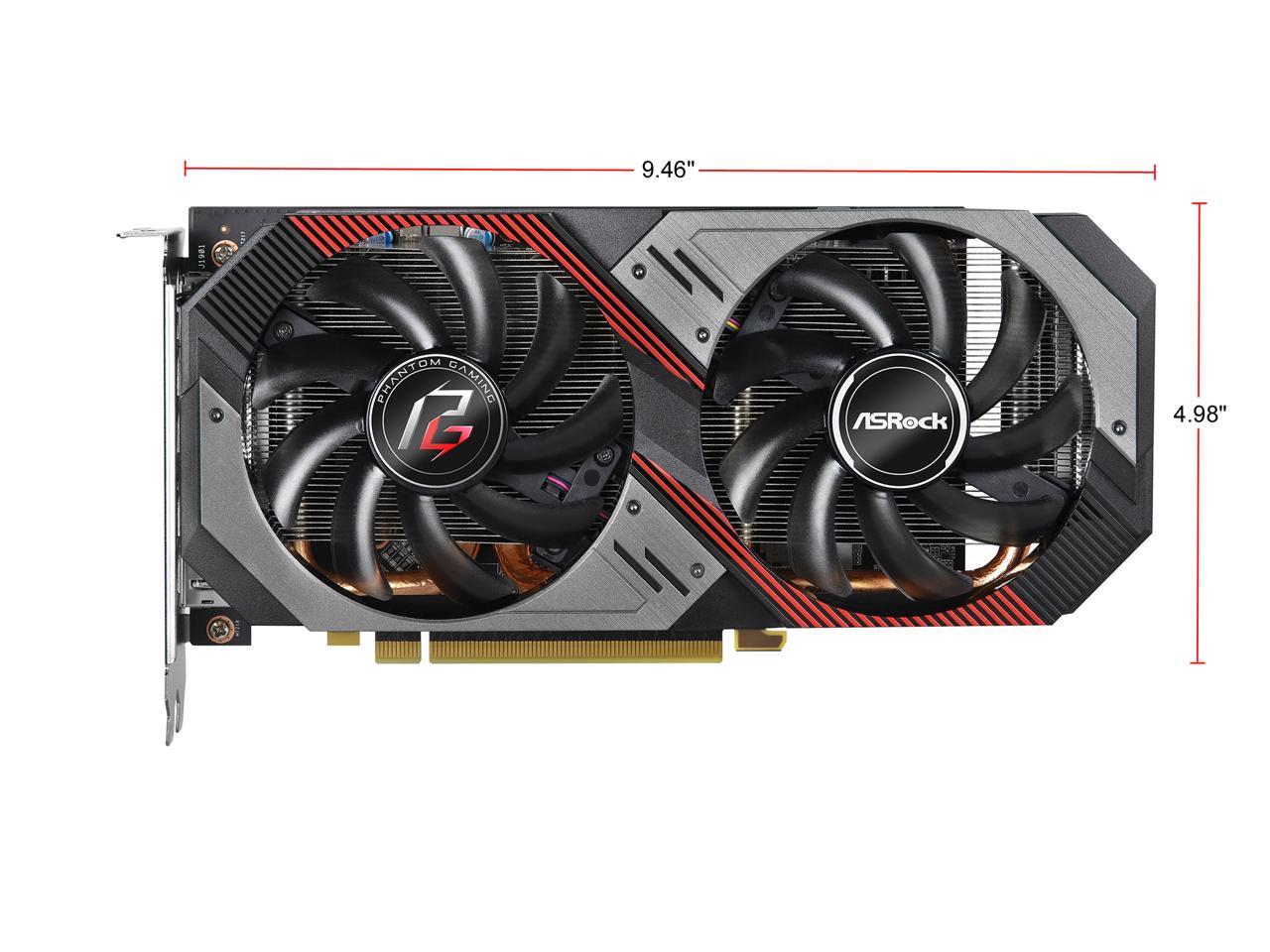 ASRock Phantom Gaming D2 Radeon RX 5600 XT RX5600XT PGD2 6GO 6GB (14Gbps) 192-Bit GDDR6 PCI Express 4.0 x16 HDCP Ready Video Card
