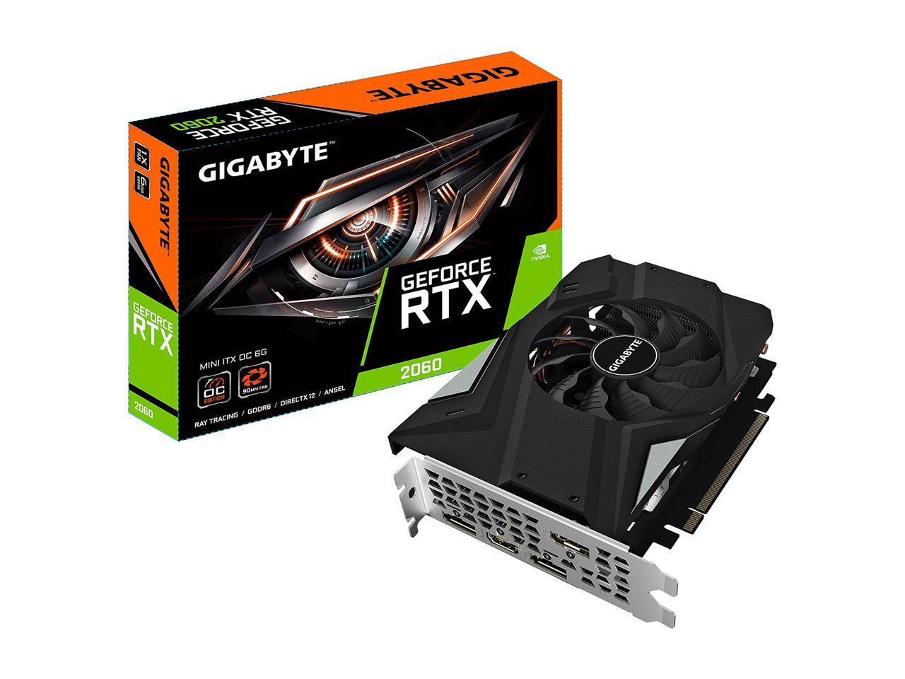 GIGABYTE Geforce RTX 2060 MINI ITX OC 6G Graphics Card, Mini ITX Form Factor, 6GB 192-Bit GDDR6, GV-N2060IXOC-6GD Video Card