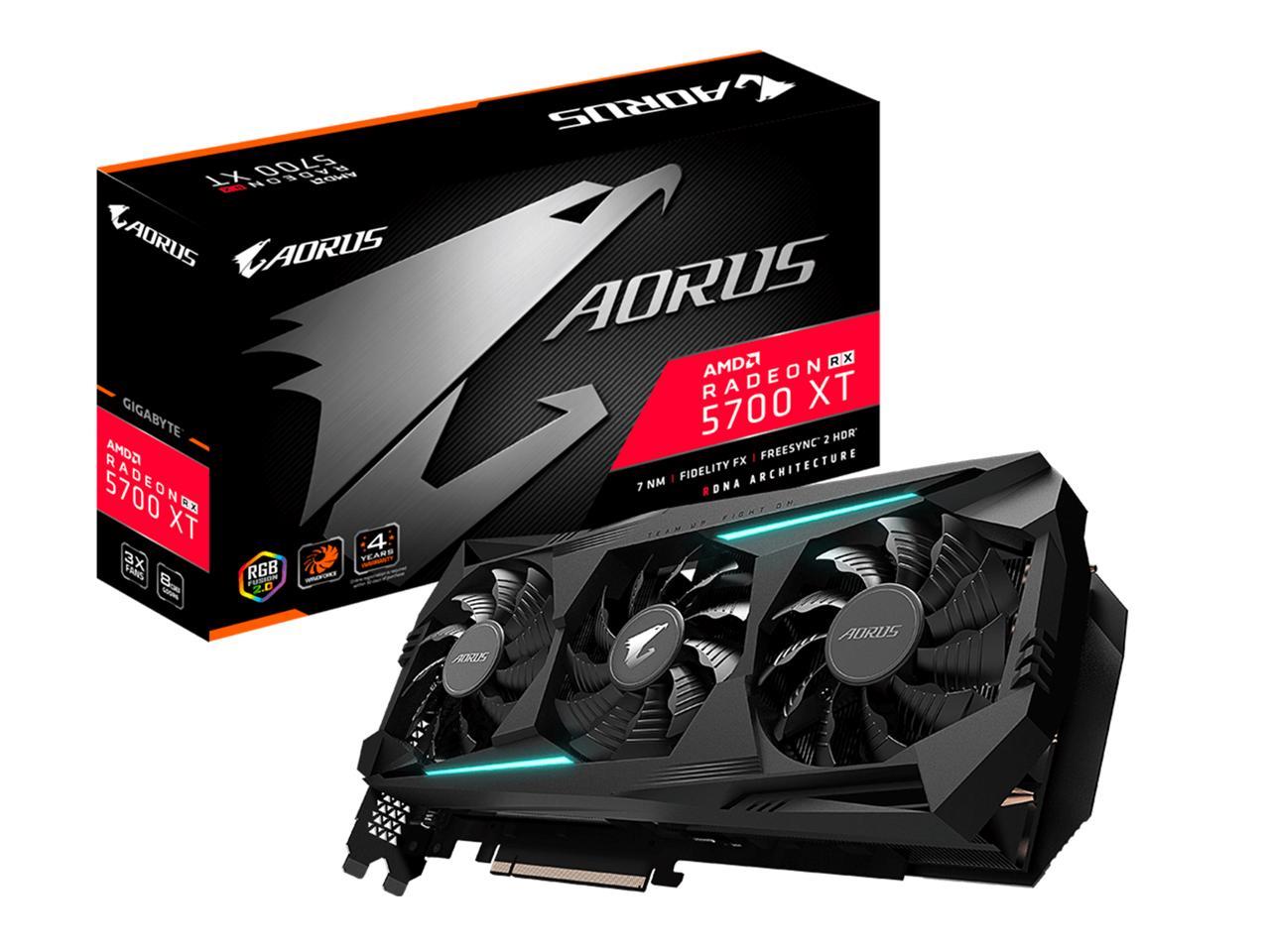GIGABYTE AORUS Radeon RX 5700 XT 8G Graphics Card, PCIe 4.0, 8GB 256-Bit GDDR6, GV-R57XTAORUS-8GD Video Card