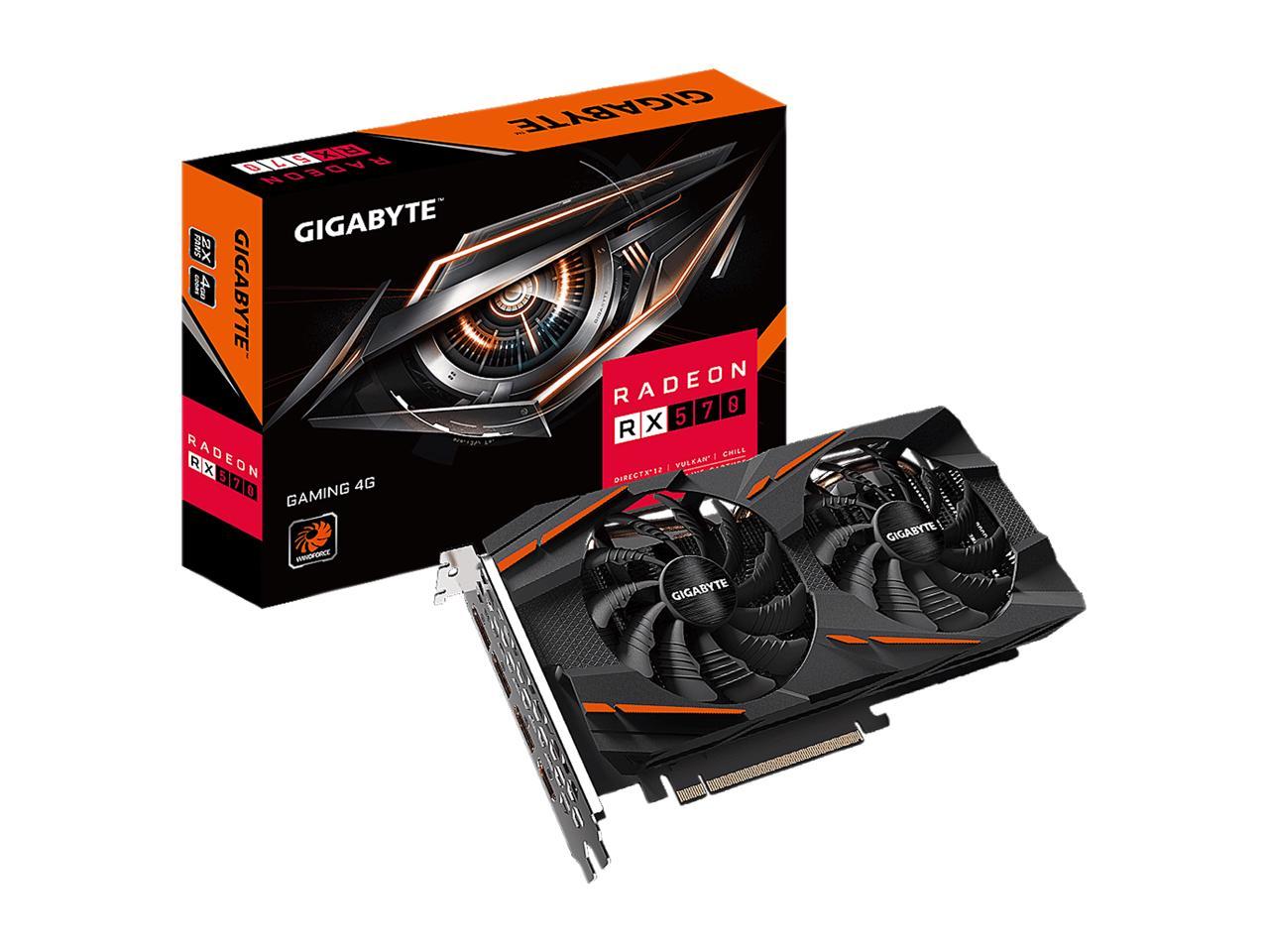 GIGABYTE Radeon RX 570 DirectX 12 GV-RX570GAMING-4GD REV2.0 4GB 256-Bit GDDR5 PCI Express 3.0 x16 ATX Video Card