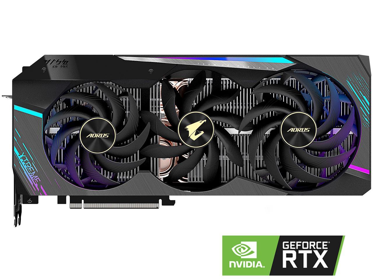 GIGABYTE AORUS GeForce RTX 3090 DirectX 12 GV-N3090AORUS X-24GD 24GB 384-Bit GDDR6X PCI Express 4.0 x16 SLI Support ATX Video Card
