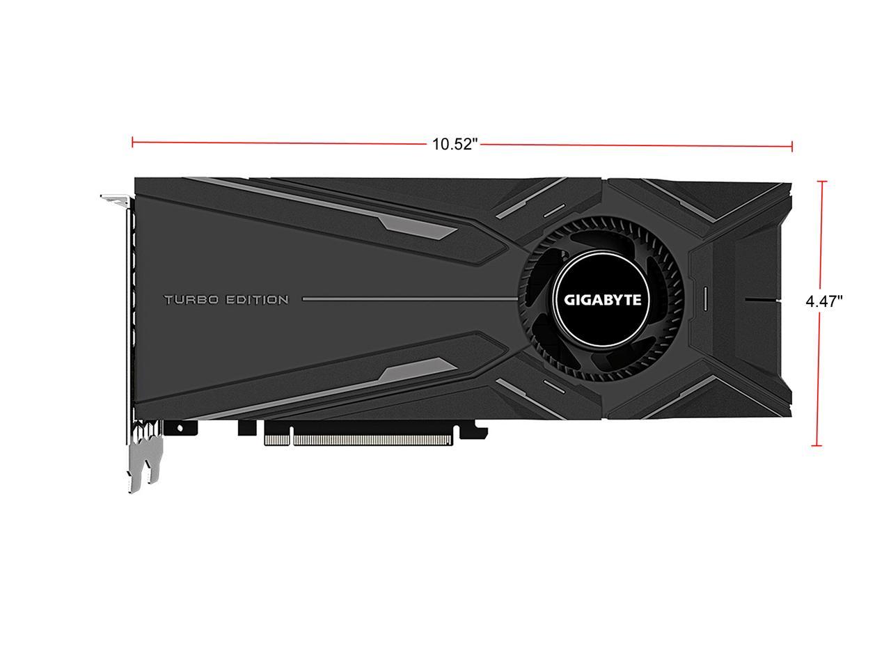 GIGABYTE GeForce RTX 2080 Ti DirectX 12 GV-N208TTURBO OC-11GC V2 11GB 352-Bit GDDR6 PCI Express 3.0 x16 SLI Support ATX Video Card