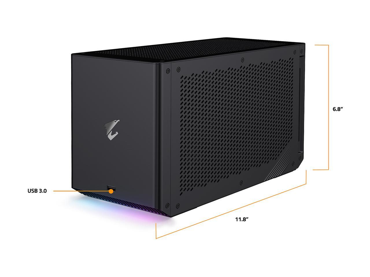 GIGABYTE AORUS RTX 3090 GAMING BOX eGPU, WATERFORCE All-in-One Cooling System, Thunderbolt 3, GV-N3090IXEB-24GD External Graphics Card