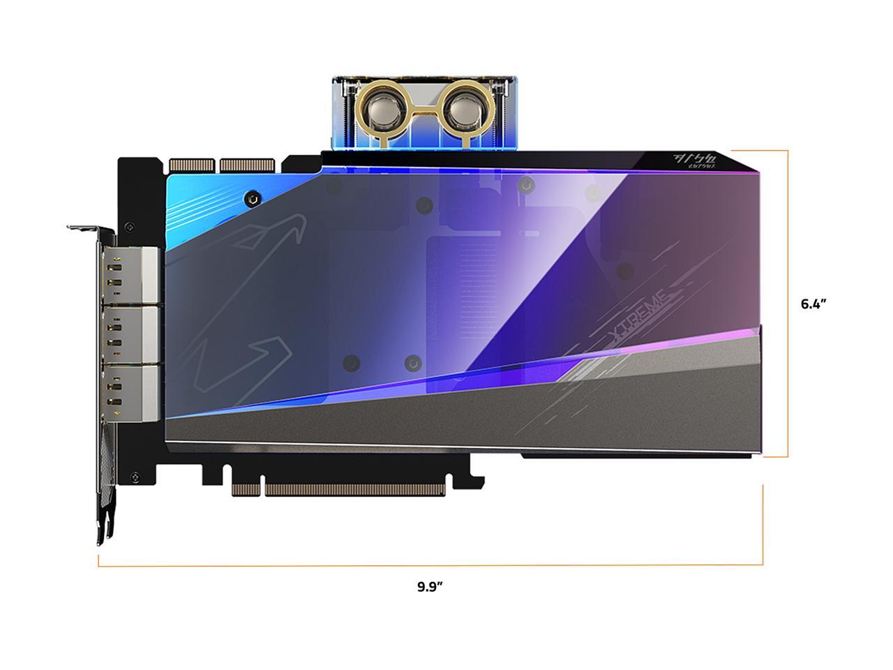 GIGABYTE AORUS GeForce RTX 3090 XTREME WATERFORCE WB 24G Graphics Card, WATERFORCE Water Block Cooling System, 24GB 384-bit GDDR6X, GV-N3090AORUSX WB-24GD Video Card