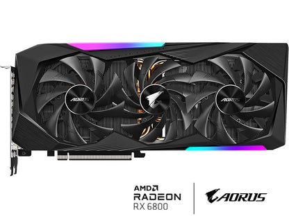 GIGABYTE AORUS Radeon RX 6800 MASTER 16G Graphics Card, MAX-COVERED Cooling, 16GB 256-bit GDDR6, GV-R68AORUS M-16GD Video Card
