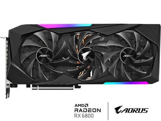 GIGABYTE AORUS Radeon RX 6800 MASTER 16G Graphics Card, MAX-COVERED Cooling, 16GB 256-bit GDDR6, GV-R68AORUS M-16GD Video Card