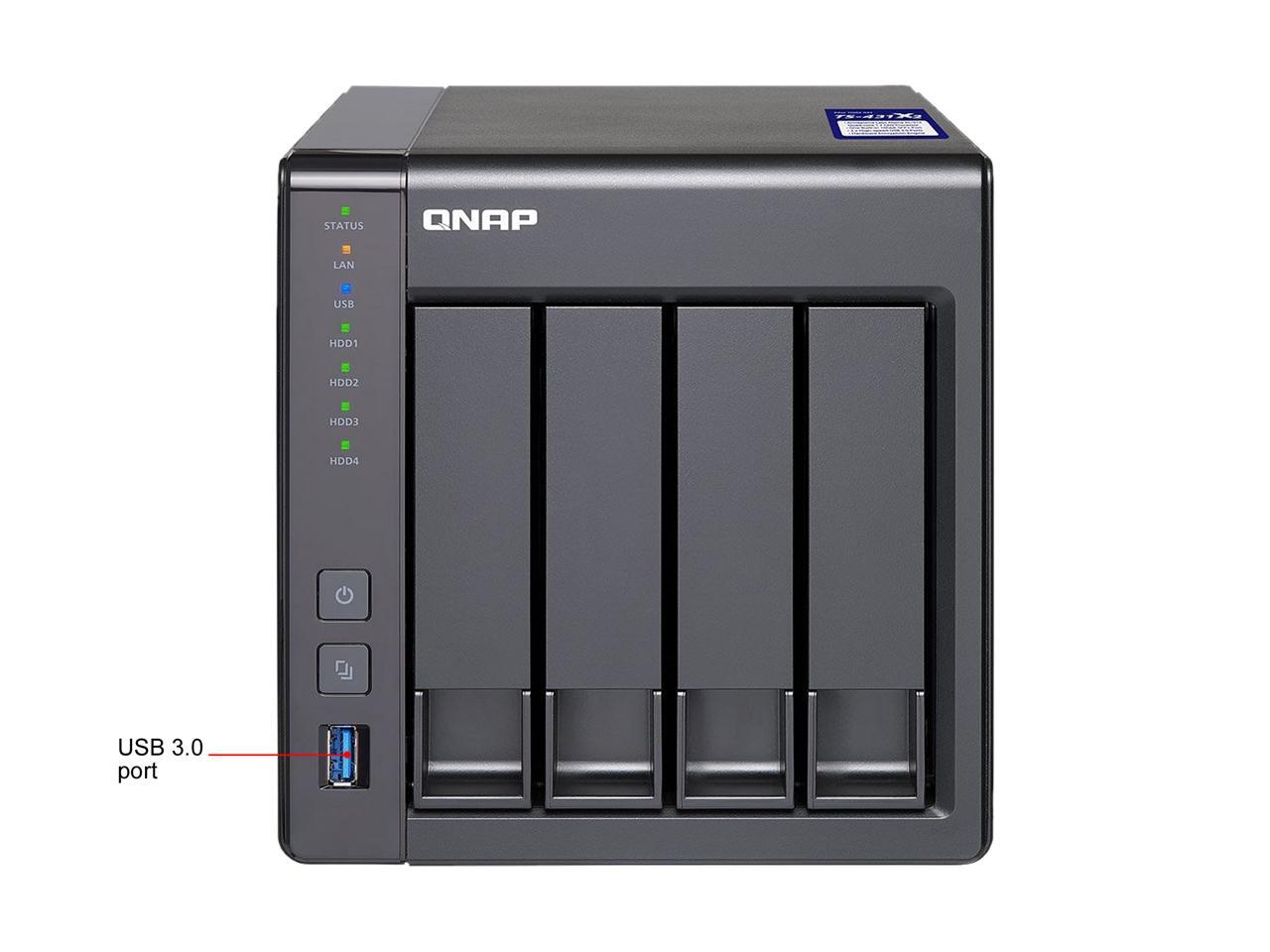 Qnap 4 Bay TS-431X2-2G-US ARM-based Quad Core 1.7GHz, 2GB RAM, 1 x 10GbE(SFP+) ,2 x 1GbE