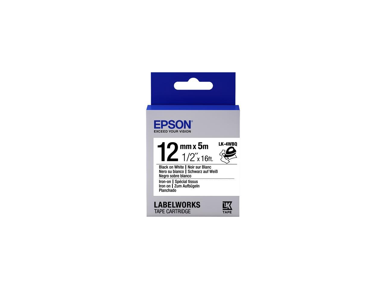 Epson LK-4WBQ Label Works Labels Iron-On Blk/Wht 12Mm Tape Cart