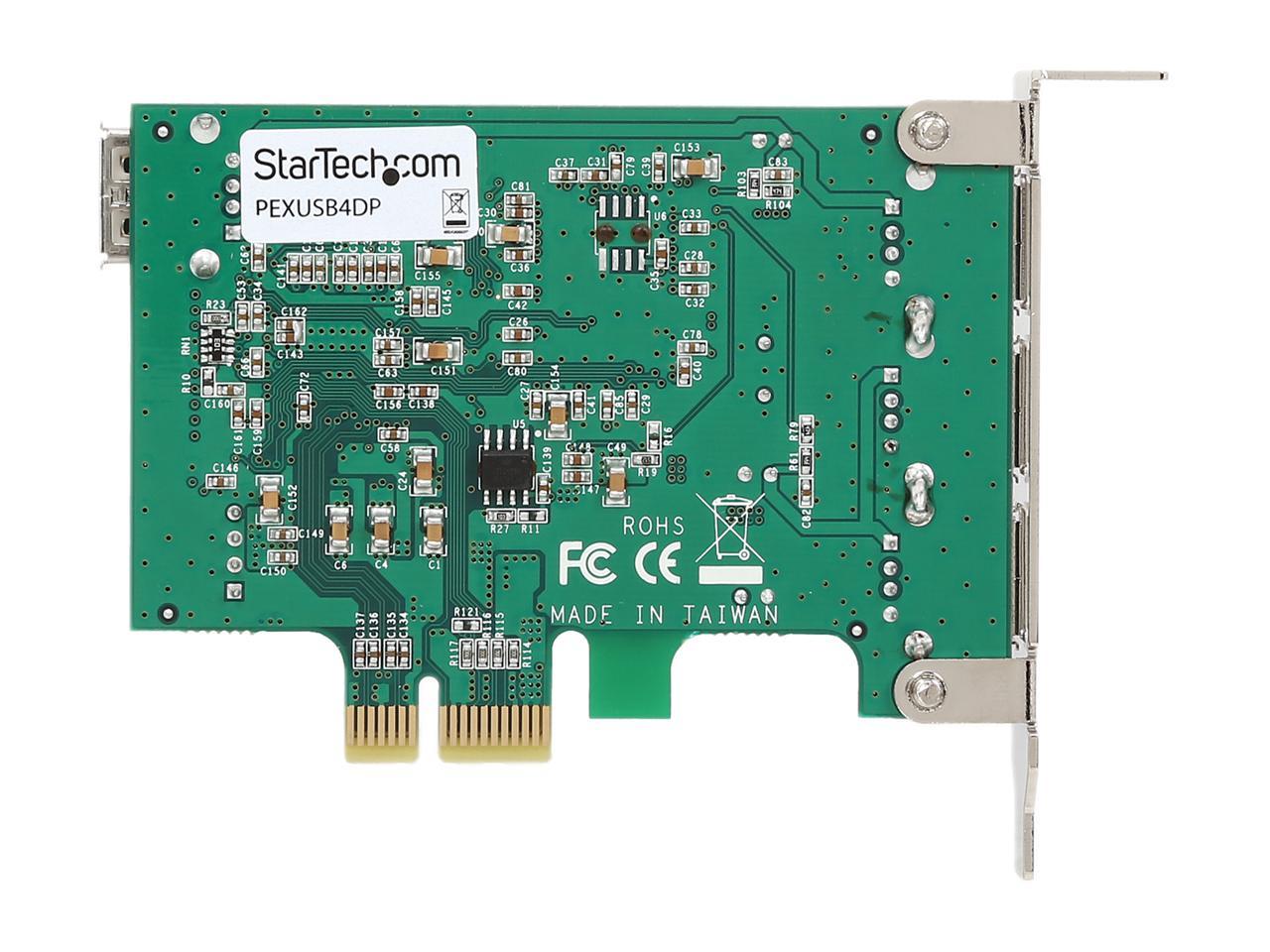 StarTech PEXUSB4DP 4 Port PCI Express Low Profile High Speed USB Card - PCIe USB 2.0 Card - PCI-E USB 2.0 Card