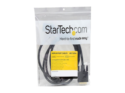StarTech.com DP2DVI2MM6 DisplayPort To DVI Cable - 6 ft. / 2m - Passive - 1080p - DP to DVI Cable - DisplayPort Adapter Cable
