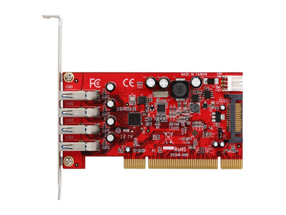 StarTech.com 4 Port PCI SuperSpeed USB 3.0 Adapter Card with SATA / SP4 Power Model PCIUSB3S4