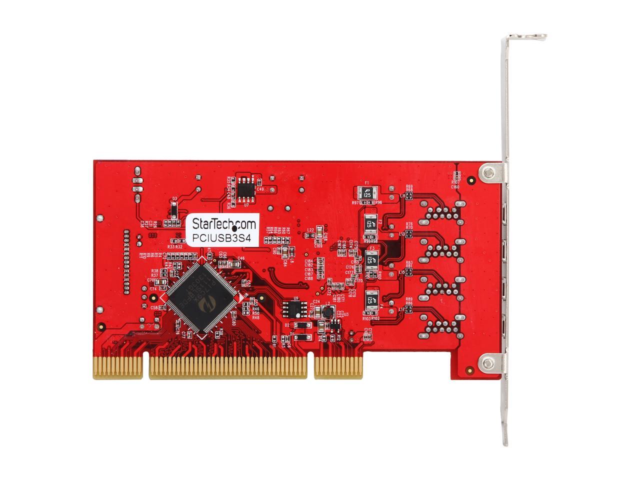 StarTech.com 4 Port PCI SuperSpeed USB 3.0 Adapter Card with SATA / SP4 Power Model PCIUSB3S4