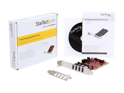 StarTech.com 4 Port PCI SuperSpeed USB 3.0 Adapter Card with SATA / SP4 Power Model PCIUSB3S4
