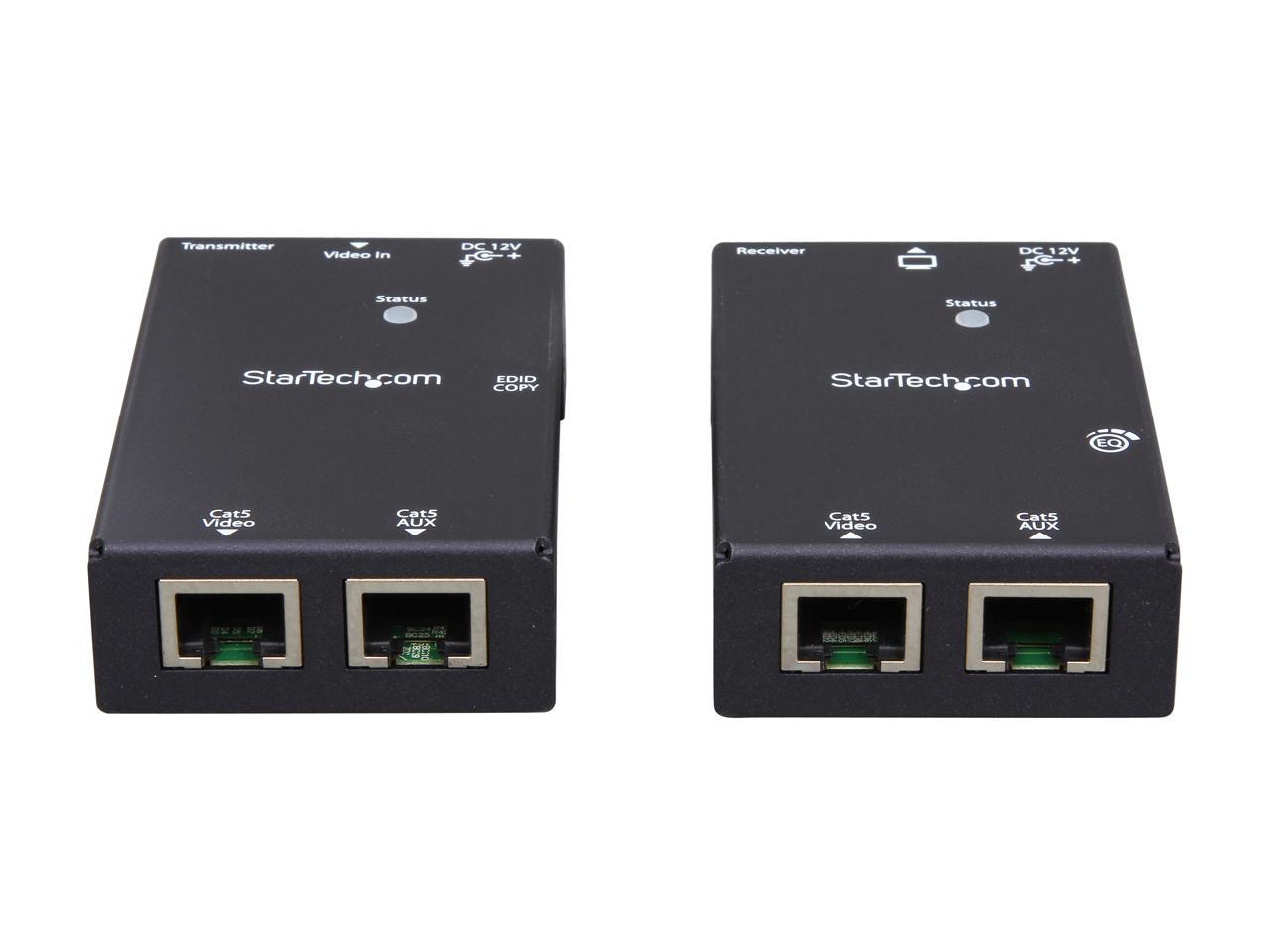 StarTech.com ST121SHD50 HDMI Over CAT5/CAT6 Extender with Power Over Cable - 165 ft (50m) HDMI Video/Audio Over Dual Ethernet Cable Extender - 1080p
