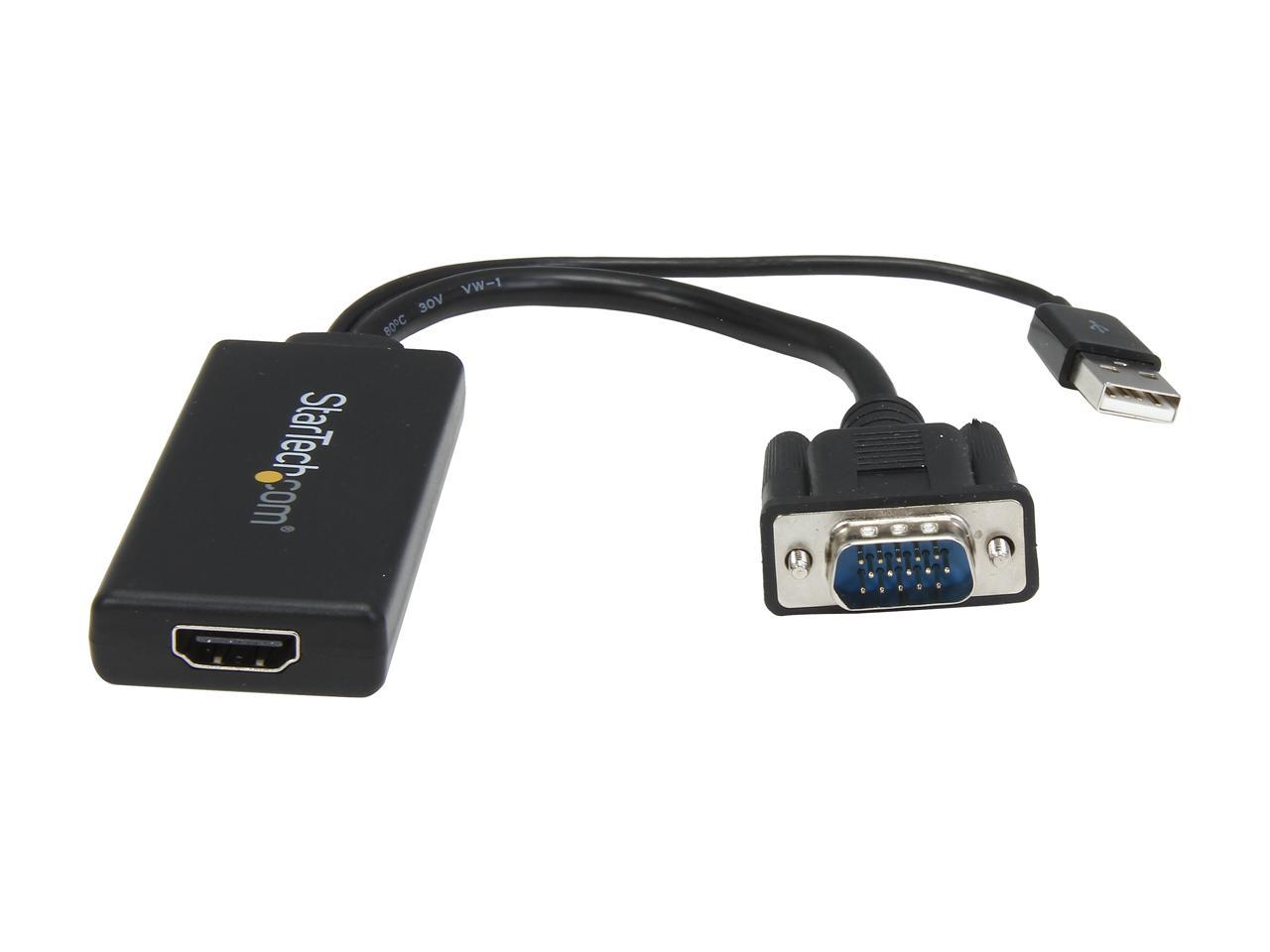 StarTech.com VGA2HDU VGA to HDMI Adapter with USB Audio & Power - Portable VGA to HDMI Converter - 1080p
