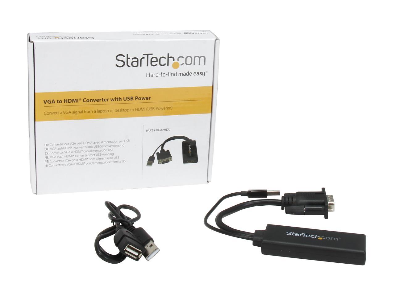 StarTech.com VGA2HDU VGA to HDMI Adapter with USB Audio & Power - Portable VGA to HDMI Converter - 1080p