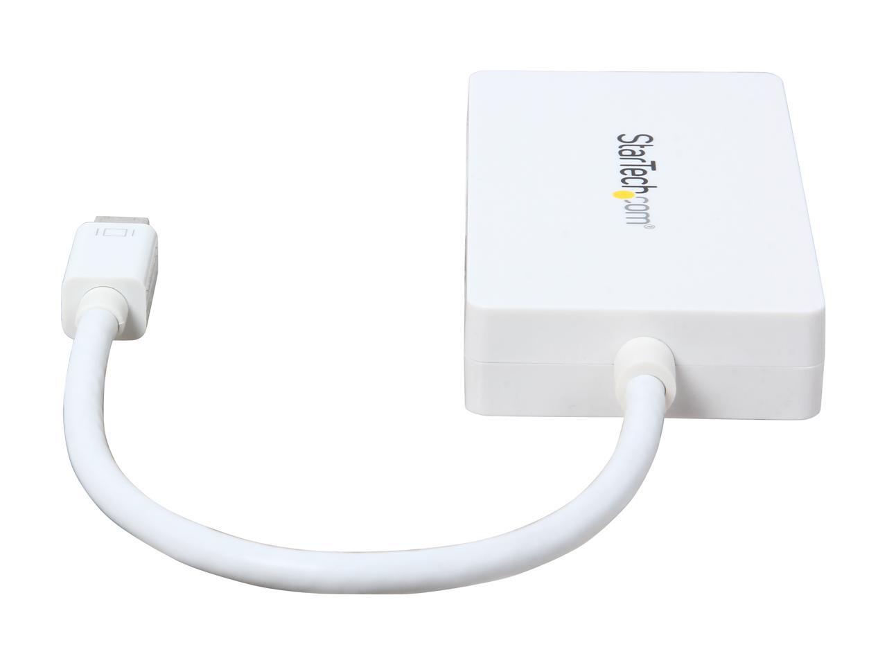 StarTech.com MDP2VGDVHDW Travel A/V Adapter: 3-in-1 Mini DisplayPort to VGA DVI or HDMI Converter - White