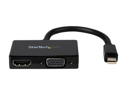 StarTech.com MDP2HDVGA Mini DisplayPort to HDMI and VGA - 2 in 1 Travel Adapter - Mini DisplayPort to VGA Adapter - Mini DP to HDMI Dongle - Monitor Adapter
