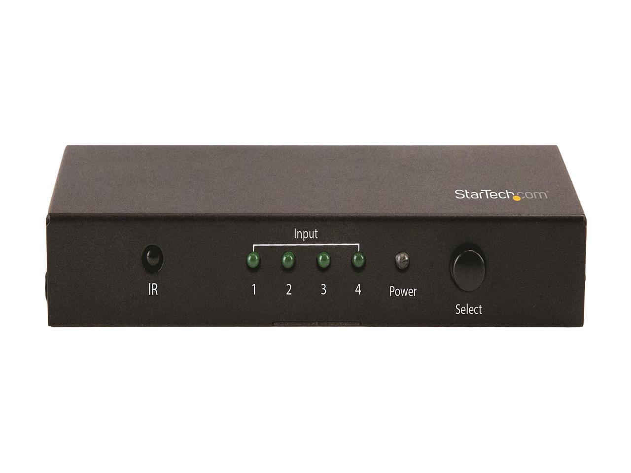 StarTech.com VS421HD20 4-Port HDMI Switch - 4K 60Hz - Supports HDCP - IR - HDMI Selector - HDMI Multiport Video Switcher - HDMI Switcher