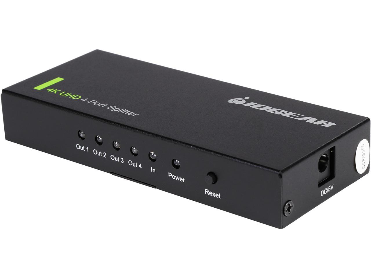 IOGEAR 4K Ultra HD 4-Port Splitter with HDMI GHSP8424