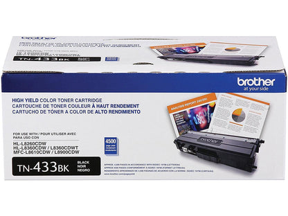Brother International - TN433BK - Brother TN433BK Toner Cartridge - Black - Laser - High Yield - 4500 Pages - 1 Each