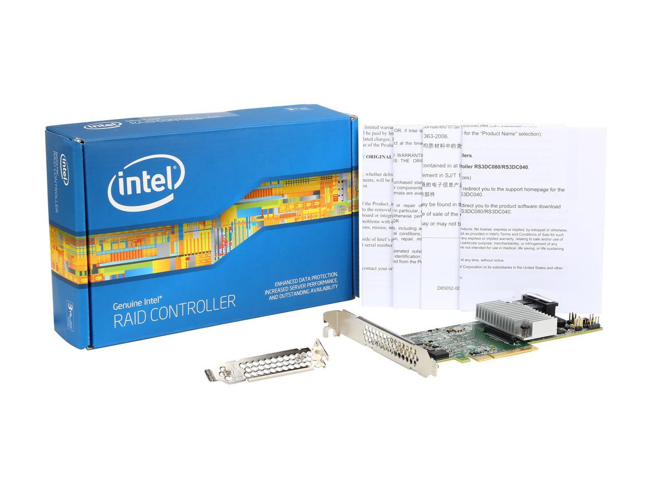 Intel RS3DC080 PCI-Express 3.0 x8 Low Profile Ready SATA / SAS Controller Card